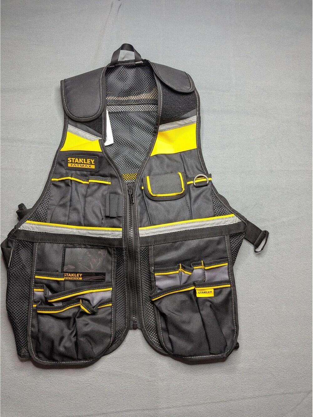 Stanley Vest Mens One Size Black Fatmax Utility Tool Pockets Workwear Gear